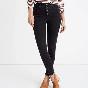 Madwell 10" High-Rise Skinny Jeans in Berkeley Black: Button-Through Size 27